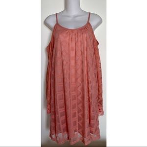 Xhilaration | Coral Pink Cold Shoulder Geometric Pattern Sheath Dress Size Small